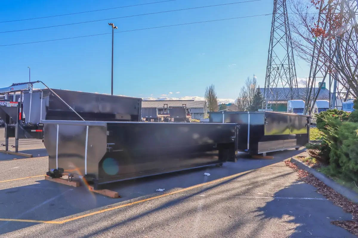 Roll-off dumpster ready for waste disposal at job site for 6 Yard Dumpster Rental in Duryea
